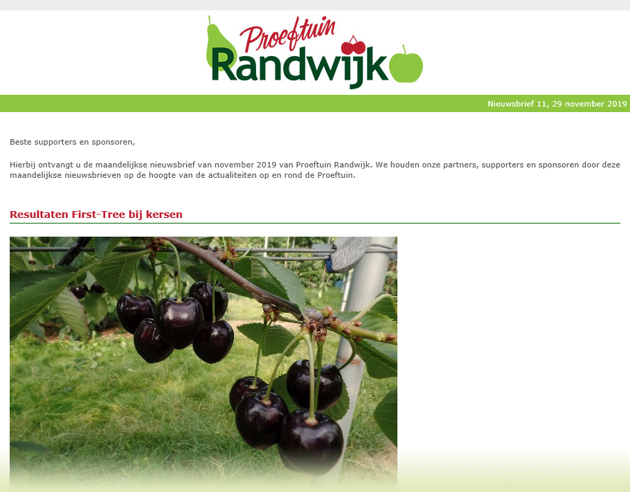 Randwijk: 'Resultaten First-Tree bij kersen'